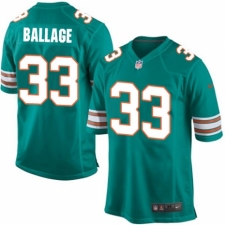 Men's Nike Miami Dolphins #33 Kalen Ballage Game Aqua Green Alternate NFL Jersey