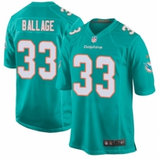 Men's Nike Miami Dolphins #33 Kalen Ballage Game Aqua Green Team Color NFL Jersey