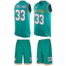 Men's Nike Miami Dolphins #33 Kalen Ballage Limited Aqua Green Tank Top Suit NFL Jersey