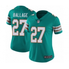 Women's Miami Dolphins #27 Kalen Ballage Aqua Green Alternate Vapor Untouchable Limited Player Football Jersey