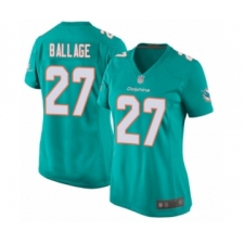 Women's Miami Dolphins #27 Kalen Ballage Game Aqua Green Team Color Football Jersey