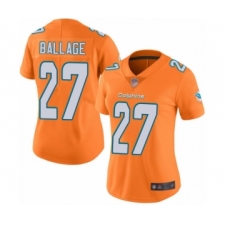 Women's Miami Dolphins #27 Kalen Ballage Limited Orange Rush Vapor Untouchable Football Jersey