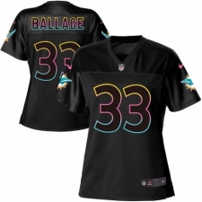 Women's Nike Miami Dolphins #33 Kalen Ballage Game Black Fashion NFL Jersey