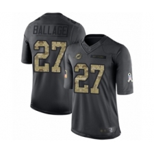 Youth Miami Dolphins #27 Kalen Ballage Limited Black 2016 Salute to Service Football Jersey