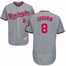 Men's Majestic Washington Nationals #8 Brian Goodwin Grey Road Flex Base Authentic Collection MLB Jersey