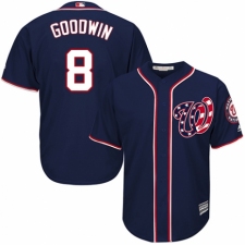Youth Majestic Washington Nationals #8 Brian Goodwin Authentic Navy Blue Alternate 2 Cool Base MLB Jersey