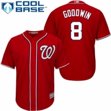 Youth Majestic Washington Nationals #8 Brian Goodwin Authentic Red Alternate 1 Cool Base MLB Jersey