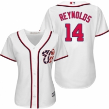 Women's Majestic Washington Nationals #14 Mark Reynolds Replica White Home Cool Base MLB Jersey