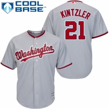 Men's Majestic Washington Nationals #21 Brandon Kintzler Replica Grey Road Cool Base MLB Jersey