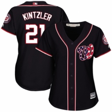 Women's Majestic Washington Nationals #21 Brandon Kintzler Authentic Navy Blue Alternate 2 Cool Base MLB Jersey