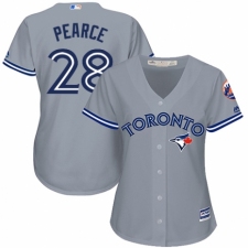 Women's Majestic Toronto Blue Jays #28 Steve Pearce Authentic Grey Road MLB Jersey