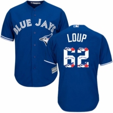 Men's Majestic Toronto Blue Jays #62 Aaron Loup Authentic Blue Team Logo Fashion MLB Jersey