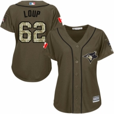 Women's Majestic Toronto Blue Jays #62 Aaron Loup Authentic Green Salute to Service MLB Jersey