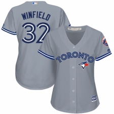 Women's Majestic Toronto Blue Jays #32 Dave Winfield Authentic Grey Road MLB Jersey