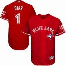 Men's Majestic Toronto Blue Jays #1 Aledmys Diaz Scarlet Alternate Flex Base Authentic Collection Alternate MLB Jersey