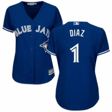 Women's Majestic Toronto Blue Jays #1 Aledmys Diaz Authentic Blue Alternate MLB Jersey