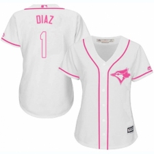 Women's Majestic Toronto Blue Jays #1 Aledmys Diaz Authentic White Fashion Cool Base MLB Jersey