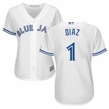 Women's Majestic Toronto Blue Jays #1 Aledmys Diaz Authentic White Home MLB Jersey
