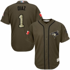 Youth Majestic Toronto Blue Jays #1 Aledmys Diaz Authentic Green Salute to Service MLB Jersey