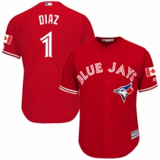 Youth Majestic Toronto Blue Jays #1 Aledmys Diaz Authentic Scarlet Alternate MLB Jersey