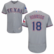Men's Majestic Texas Rangers #18 Drew Robinson Grey Road Flex Base Authentic Collection MLB Jersey