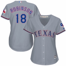 Women's Majestic Texas Rangers #18 Drew Robinson Replica Grey Road Cool Base MLB Jersey