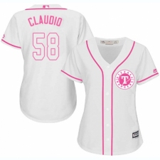 Women's Majestic Texas Rangers #58 Alex Claudio Authentic White Fashion Cool Base MLB Jersey