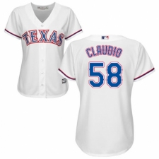 Women's Majestic Texas Rangers #58 Alex Claudio Authentic White Home Cool Base MLB Jersey