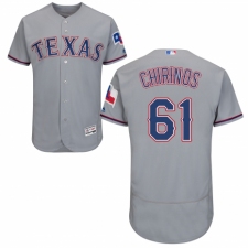 Men's Majestic Texas Rangers #61 Robinson Chirinos Grey Road Flex Base Authentic Collection MLB Jersey