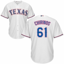 Men's Majestic Texas Rangers #61 Robinson Chirinos Replica White Home Cool Base MLB Jersey