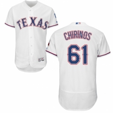 Men's Majestic Texas Rangers #61 Robinson Chirinos White Home Flex Base Authentic Collection MLB Jersey