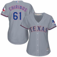 Women's Majestic Texas Rangers #61 Robinson Chirinos Authentic Grey Road Cool Base MLB Jersey