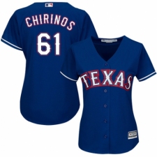 Women's Majestic Texas Rangers #61 Robinson Chirinos Authentic Royal Blue Alternate 2 Cool Base MLB Jersey
