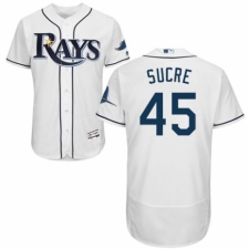 Men's Majestic Tampa Bay Rays #45 Jesus Sucre Home White Home Flex Base Authentic Collection MLB Jersey