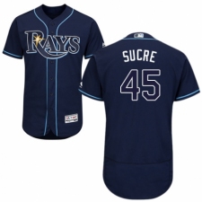 Men's Majestic Tampa Bay Rays #45 Jesus Sucre Navy Blue Alternate Flex Base Authentic Collection MLB Jersey