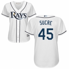Women's Majestic Tampa Bay Rays #45 Jesus Sucre Replica White Home Cool Base MLB Jersey