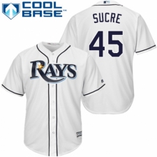 Youth Majestic Tampa Bay Rays #45 Jesus Sucre Authentic White Home Cool Base MLB Jersey