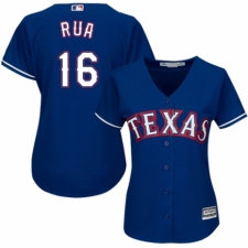 Women's Majestic Texas Rangers #16 Ryan Rua Replica Royal Blue Alternate 2 Cool Base MLB Jersey