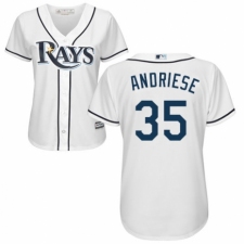 Women's Majestic Tampa Bay Rays #35 Matt Andriese Replica White Home Cool Base MLB Jersey