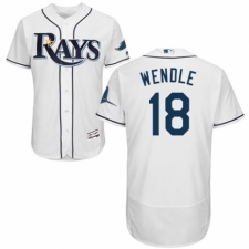 Men's Majestic Tampa Bay Rays #18 Joey Wendle Home White Home Flex Base Authentic Collection MLB Jersey