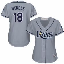 Women's Majestic Tampa Bay Rays #18 Joey Wendle Authentic Grey Road Cool Base MLB Jersey