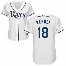 Women's Majestic Tampa Bay Rays #18 Joey Wendle Authentic White Home Cool Base MLB Jersey