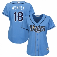 Women's Majestic Tampa Bay Rays #18 Joey Wendle Replica Light Blue Alternate 2 Cool Base MLB Jersey