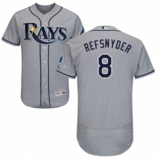 Men's Majestic Tampa Bay Rays #8 Rob Refsnyder Grey Road Flex Base Authentic Collection MLB Jersey