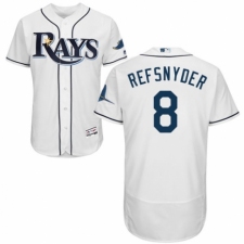 Men's Majestic Tampa Bay Rays #8 Rob Refsnyder Home White Home Flex Base Authentic Collection MLB Jersey
