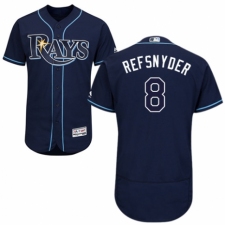 Men's Majestic Tampa Bay Rays #8 Rob Refsnyder Navy Blue Alternate Flex Base Authentic Collection MLB Jersey