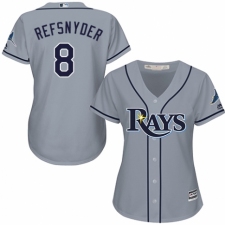 Women's Majestic Tampa Bay Rays #8 Rob Refsnyder Authentic Grey Road Cool Base MLB Jersey