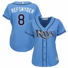 Women's Majestic Tampa Bay Rays #8 Rob Refsnyder Authentic Light Blue Alternate 2 Cool Base MLB Jersey