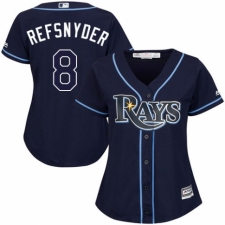 Women's Majestic Tampa Bay Rays #8 Rob Refsnyder Authentic Navy Blue Alternate Cool Base MLB Jersey