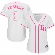 Women's Majestic Tampa Bay Rays #8 Rob Refsnyder Authentic White Fashion Cool Base MLB Jersey